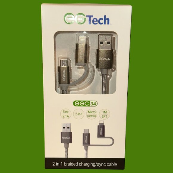 EG Tech 2-in-1 Braided Charging/Sync Cable (H19) - Picture 1 of 1
